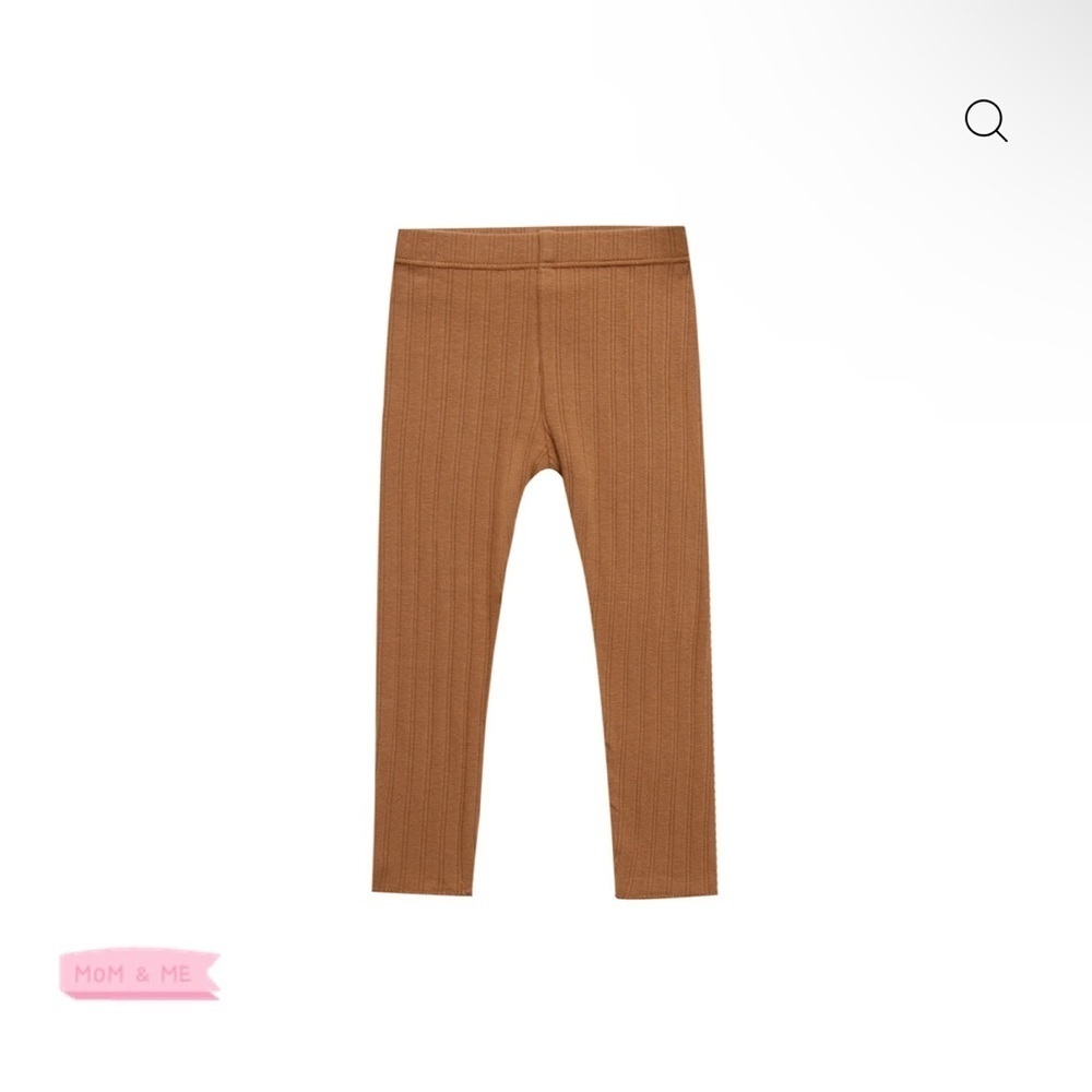 Rylee + Cru Tan Ribbed Kids Leggings